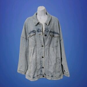 Lane Bryant Denim Jacket Plus Size 26 Trucker Style Jean Coat Light Wash